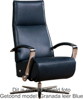 Leren relaxfauteuil Idol met geintegreerd voetenbank - Elegance Cognac (cognac) - Maat, small - Frame chroom - Stervoet chroom-1