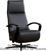 Leren relaxstoel Idol - Elektrisch - Massif Rock (grijs/bruin) - Maat, large - Frame chroom - Stervoet chroom-1