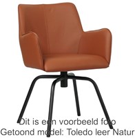 Leren eetkamerstoel Jazz - draaipoot rond frame - Toledo Betulla (crème)-1