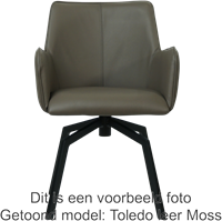 Leren eetkamerstoel Jazz - draaipoot vierkant frame - Vintage Stone (grijs)-2