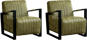 Leren fauteuil jolly, groen leer, groene stoel