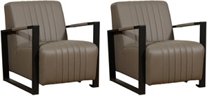 Leren fauteuil jolly, grijs leer, grijze stoel