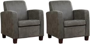 Leren fauteuil joy, grijs leer, grijze stoel