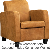 Leren fauteuil Joy - Elegance Cognac (cognac) - Poot hout, Bruin-1