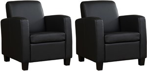 Leren fauteuil joy, zwart leer, zwarte stoel
