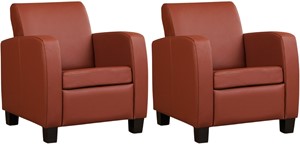 Leren fauteuil joy, bruin leer, bruine stoel