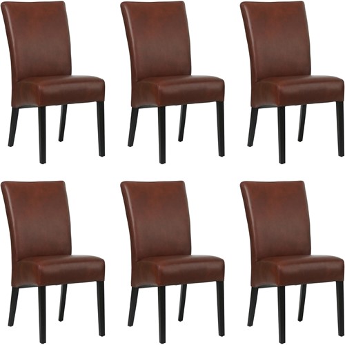 Leren eetkamerstoel Just - set van 6 stoelen - Granada leer Cognac