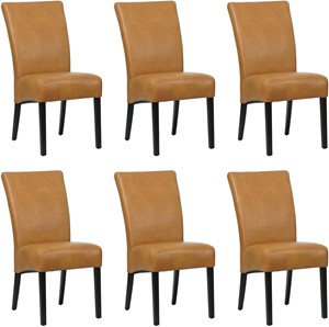Set van 6 Cognac leren landelijke eetkamerstoelen Just - Granada leer Sahara (cognac leer)