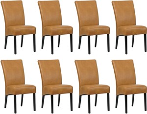 Set van 8 Cognac leren landelijke eetkamerstoelen Just - Granada leer Sahara (cognac leer)