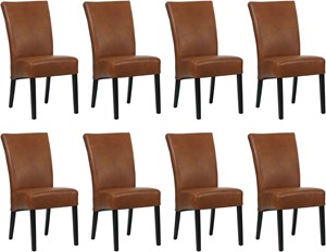 Set van 8 Cognac leren landelijke eetkamerstoelen Just - Granada leer Savannah (cognac leer)