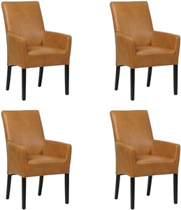Set van 4 Cognac leren landelijke eetkamerstoelen Just - Granada leer Sahara (cognac leer)