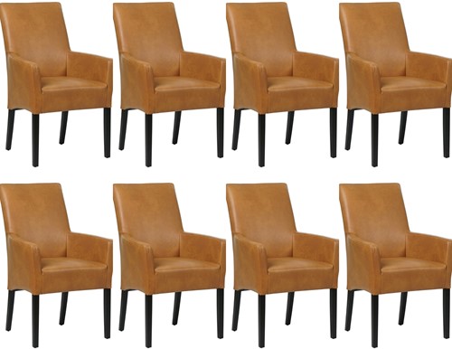 Leren eetkamerstoel Just - met armleuning - set van 8 stoelen