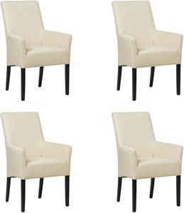 Set van 4 Crème leren landelijke eetkamerstoelen Just - Toledo Leer Betulla (crème leer)