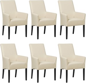 Set van 6 Crème leren landelijke eetkamerstoelen Just - Toledo Leer Betulla (crème leer)