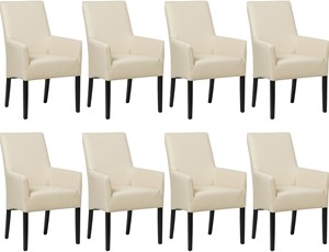Set van 8 Crème leren landelijke eetkamerstoelen Just - Toledo Leer Betulla (crème leer)