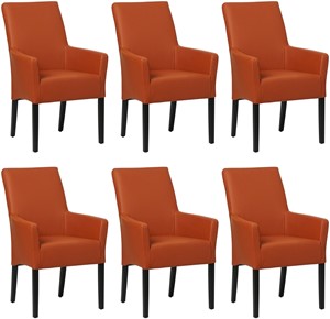 Set van 6 Cognac leren landelijke eetkamerstoelen Just - Toledo Leer Cotto (cognac leer)