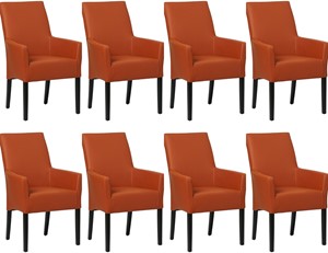 Set van 8 Cognac leren landelijke eetkamerstoelen Just - Toledo Leer Cotto (cognac leer)
