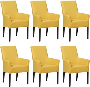 Set van 6 Gele leren landelijke eetkamerstoelen Just - Toledo Leer Giallo (geel leer)