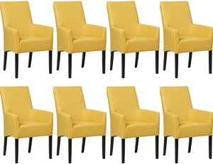 Set van 8 Gele leren landelijke eetkamerstoelen Just - Toledo Leer Giallo (geel leer)