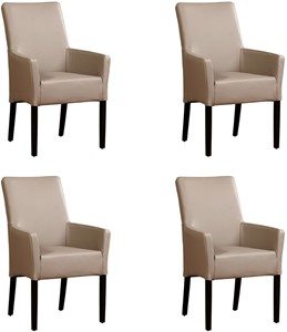 Leren eetkamerstoel just met armleuning, bruin leer, bruine keukenstoelen