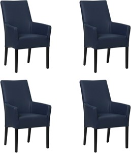 Set van 4 Blauwe leren landelijke eetkamerstoelen Just - Toledo Leer Kobalt (blauw leer)