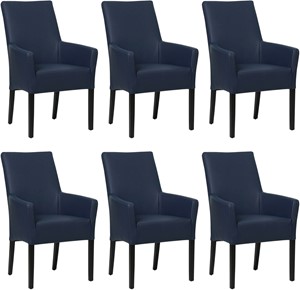 Set van 6 Blauwe leren landelijke eetkamerstoelen Just - Toledo Leer Kobalt (blauw leer)