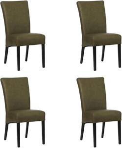 Set van 4 Groene leren landelijke eetkamerstoelen Just - Rancho Leer Green (groen leer)