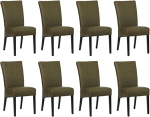 Set van 8 Groene leren landelijke eetkamerstoelen Just - Rancho Leer Green (groen leer)