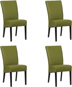 Set van 4 Groene leren landelijke eetkamerstoelen Just - Toledo Leer Apple Green (groen leer)