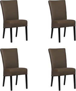 Set van 4 Bruine leren landelijke eetkamerstoelen Just - Toledo Leer Moss (bruin leer)