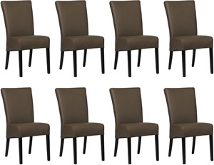 Set van 8 Bruine leren landelijke eetkamerstoelen Just - Toledo Leer Moss (bruin leer)