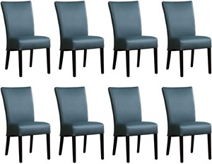 Leren eetkamerstoel just, blauw leer, blauwe keukenstoelen