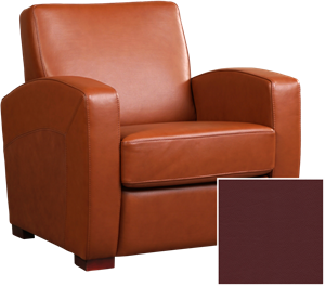Leren fauteuil Kindly - Toledo Leer Bordeaux - Hout bruin