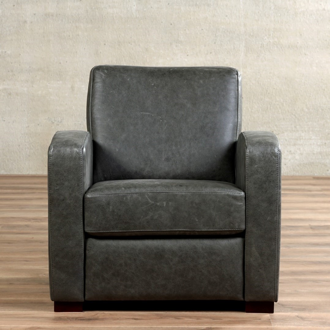 fauteuil Kindly - Vintage Leer Grey - Hout - Zwart