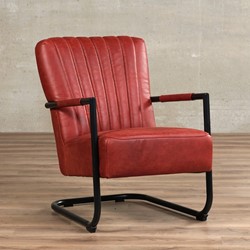 Wonder Afdeling formaat Leren fauteuil Lazy met sledepoot - Vintage Leer Burgundy ShopX