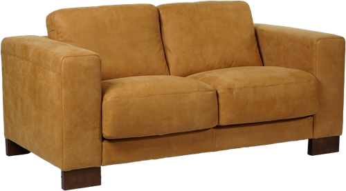 Cognac leren Landelijk 2-zitsbank Clear - poot hout bruin - Kenia Leer Cognac (cognac leer) - (174x90cm)