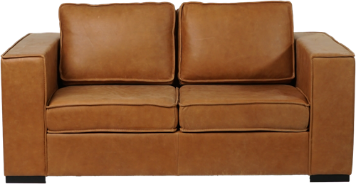 Leren bank Fine, 2-zitsbank - Vintage Leer Cognac - Hout, Zwart - (174x100cm)-2