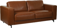 Leren bank Clear, 2.5-zitsbank - Granada leer Sahara - Staal design, Zwart - (204x90cm)