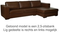 Leren bank Fine Special, 3-zitsbank + Longchair (314x100cm) - 3-zits arm rechts + Longchair arm links - Toledo Red (rood) - Poot hout, Bruin