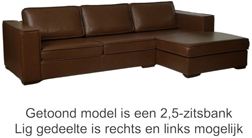 Leren bank Fine Special, 3-zitsbank + Longchair (314x100cm)