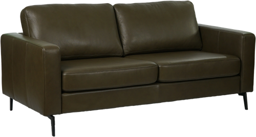 Leren bank Match, 2.5-zitsbank - Granada leer Cognac - Staal, Zwart - (194x90cm)