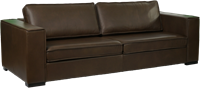 Leren bank Fine, 3.5-zitsbank - Vintage Leer Cognac - Hout, Zwart - (244x100cm)