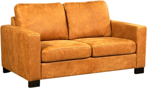 Leren bank Energy, 2-zitsbank - Kenia Leer Cognac - Hout, Bruin - (164x90cm)