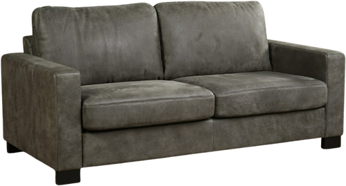 Leren bank Energy, 2.5-zitsbank - Kenia Leer Antracite - Hout, Bruin - (194x90cm)