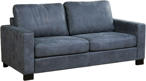 Leren bank Energy, 2.5-zitsbank - Kenia Leer Denim - Hout, Bruin - (194x90cm)