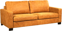 Leren bank Energy, 3-zitsbank - Kenia Leer Cognac - Hout, Bruin - (214x90cm)