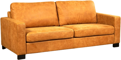 Leren bank Energy, 3-zitsbank - Kenia Leer Cognac - Hout, Bruin - (214x90cm)