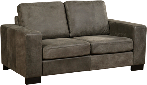 Leren bank Enjoy, 2-zitsbank - Kenia Leer Antracite - Hout, Zwart - (174x90cm)
