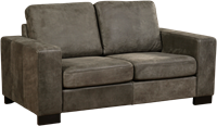 Leren bank Enjoy, 2-zitsbank - Kenia Leer Antracite - Hout, Bruin - (174x90cm)