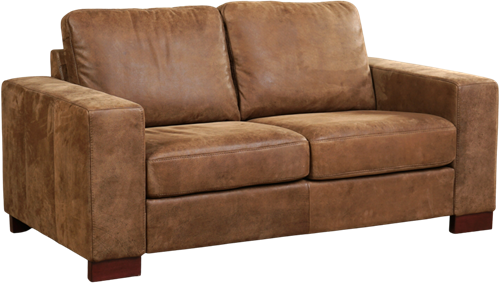 Leren bank Enjoy, 2-zitsbank - Kenia Leer Brown - Hout, Bruin - (174x90cm)